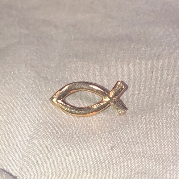 Gold Spiritual FISH Tie tack GOD FAITH LOVE - Picture 2 of 7